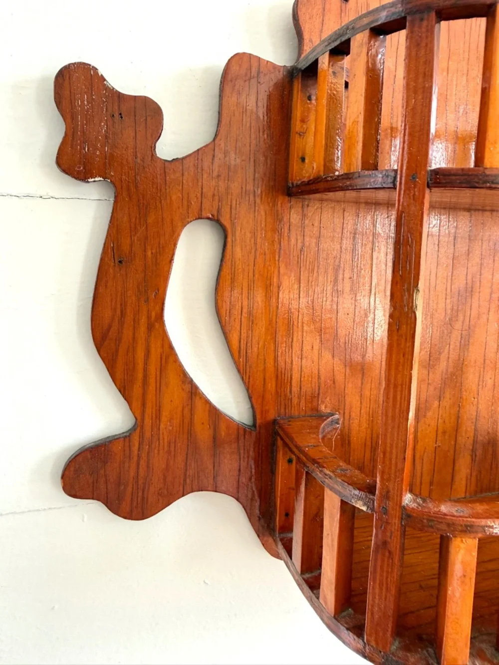 MCM Wood Wall Shelf Vintage Folk Art Mid Century Decor
